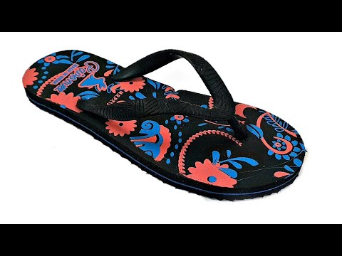Black hawaii paironvee rubber hawai slippers, design/pattern...