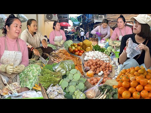 Amazing Cambodian Wet Market Food Scenes & Lively Fish,Fruits, Dancing, People Activities & Food Sce