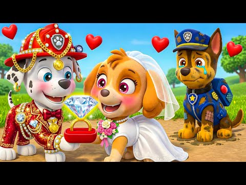 Oh NO! SKYE Gets Married To Rich MARSHALL! Poor CHASE's Heart is Broken  - PAw Patrol 3D Animation