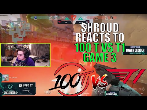 SHROUD REACTS TO 100T VS T1 GAME 3 VCT Challengers NA