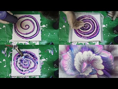 (262) Reverse flower dip with ColourArte pigments and Valejjo pearl medium 💜🌸💜