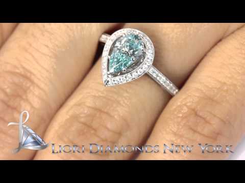 FD-SOLD-031 - 1.80 Carat Fancy Blue Pear Shape Diamond Engagement Ring 18k White Gold