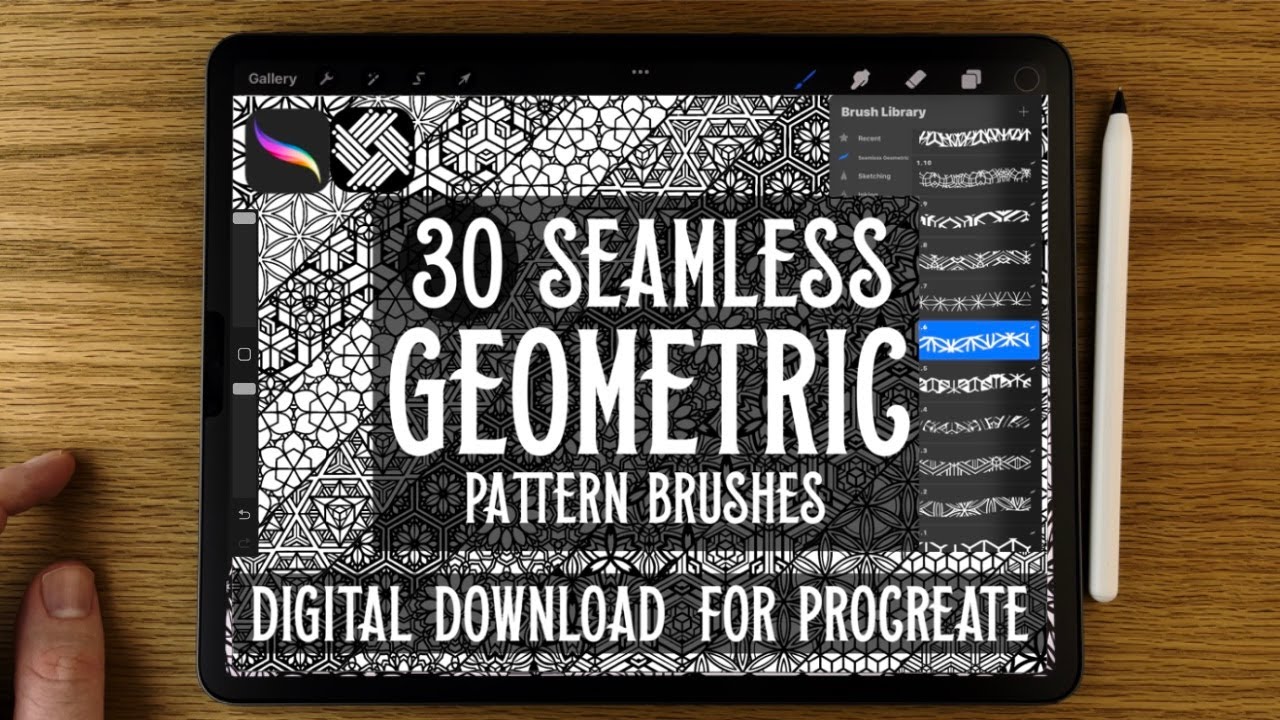 30 GEOMETRIC PATTERN BRUSHES FOR PROCREATE |  EASY BEGINNER TUTORIAL