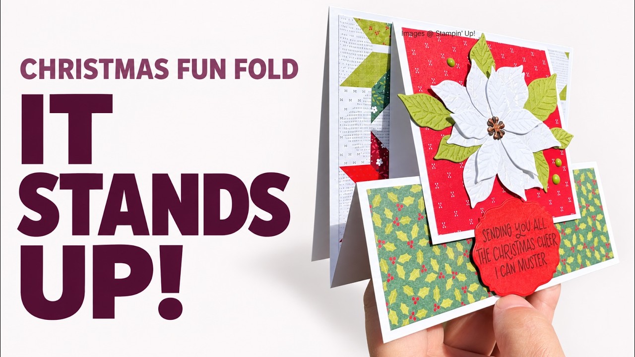 Poinsettia fun fold card tutorial video thumbnail