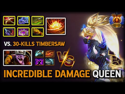 INCREDIBLE DAMAGE QUEEN Templar Assassin Max Slotted Build Vs. 30-Kills Tanky Timbersaw Dota 2