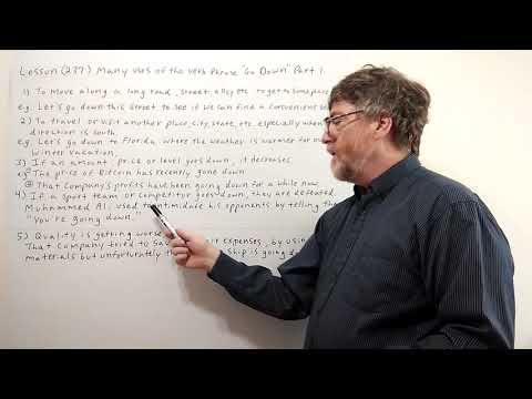 Tutor Nick P Lesson (237) Part 1 - Many Uses of the Verb Phrase " Go Down "