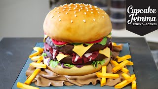 The Making of a Burger Cake! | Cupcake Jemma