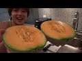 初めて北海道産高級マスクメロン食べてみた!!