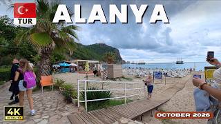 Alanya Rain Walking Tour 4K | Mid-September Cleopatra Beach, Cable Car & Damlata