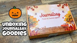 Journaling & Watercolor Collage Unboxing 🎃 | Halloween Scrapbook Page with Journalsay