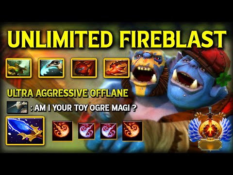 UNLIMITED FIREBLAST Ogre Magi With Aghs Scepter First Item Build 100% Become Aggressive OFFLANE