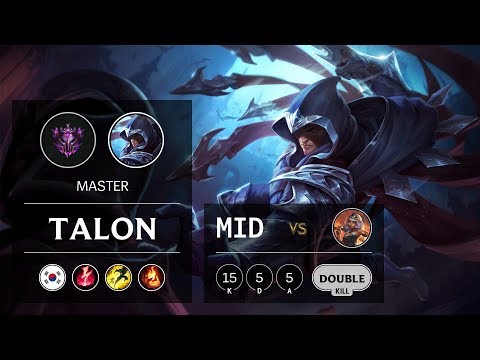 Talon Mid vs Qiyana - KR Master Patch 9.18