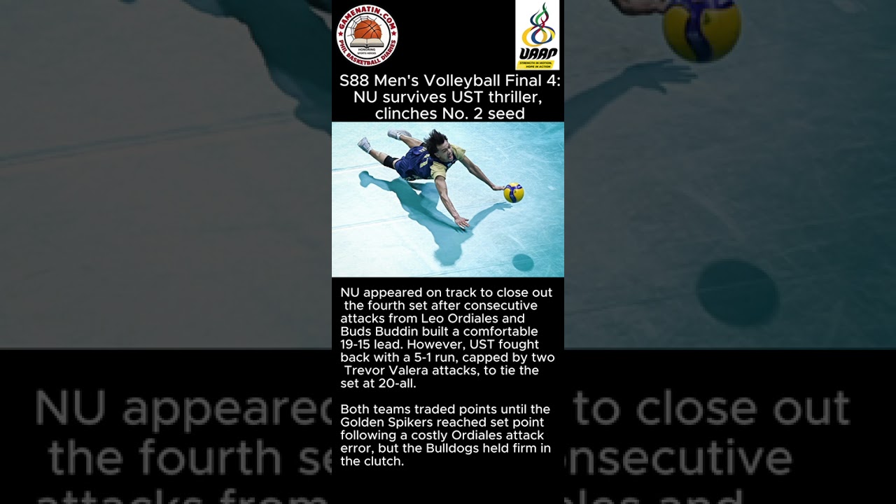 UAAP Men's Volleyball: NU gets twice-to-beat after beating UST in playoff match