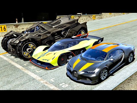 Bugatti Chiron Super Sport 300+ vs Batmobile vs Aston Martin Valkyrie AMR Pro - Old Monza