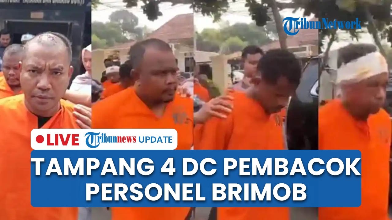 LIVE: Tampang 4 Debt Collector Tersangka Pembacokan Brimob Polda Banten, Terancam 7 Tahun Bui