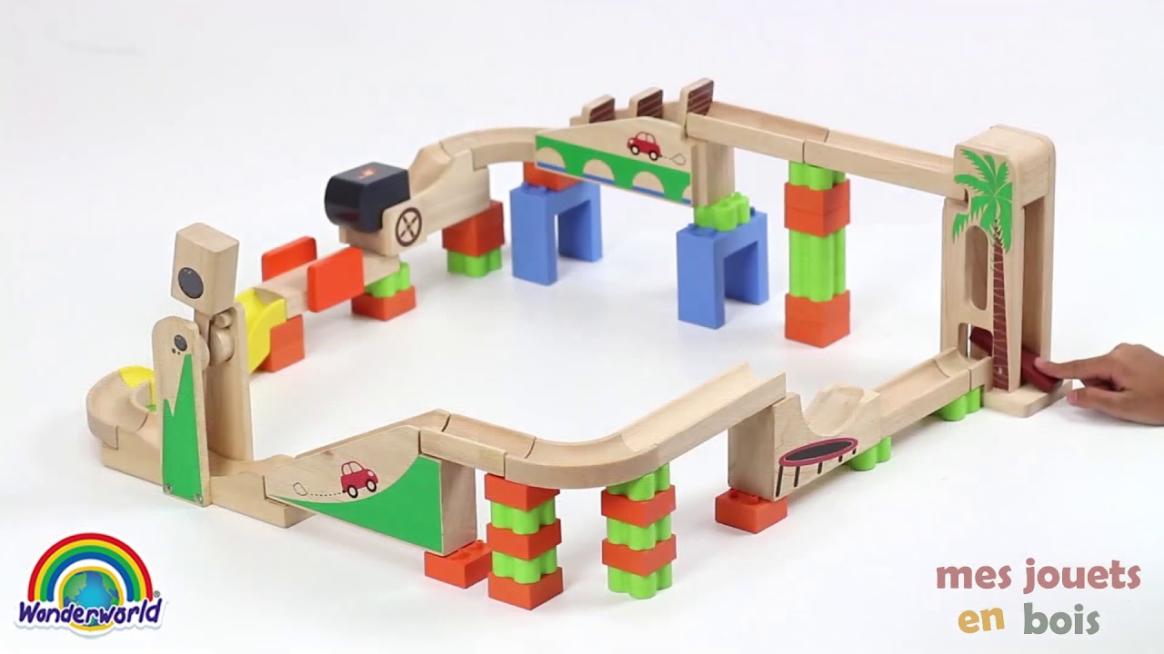 Pack circuit à billes en bois - Élévateur et Accélérateur