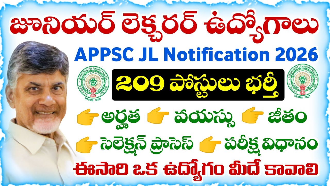 APPSC JL Notification 2026 | Age limit, Qualification, Salary, Syllabus, Selection Process details