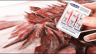 I Tried Schmincke Volcano Granulating Watercolors (Painting Demo)