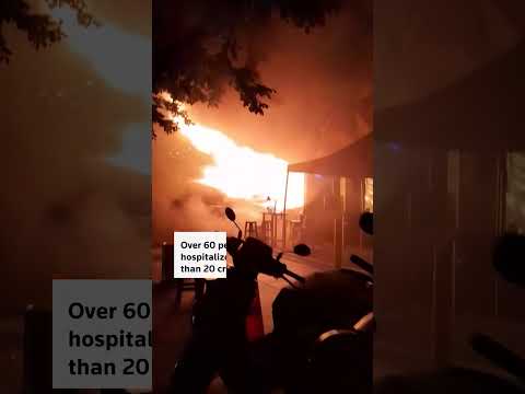 Video Thumbnail: WARNING: GRAPHIC CONTENT - Flames erupt from Bangkok pub as patrons flee