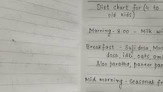 Diet chart for 4 to 7 year old kids || Growth diet chart # diet chart # diet plan #डाइट प्लान