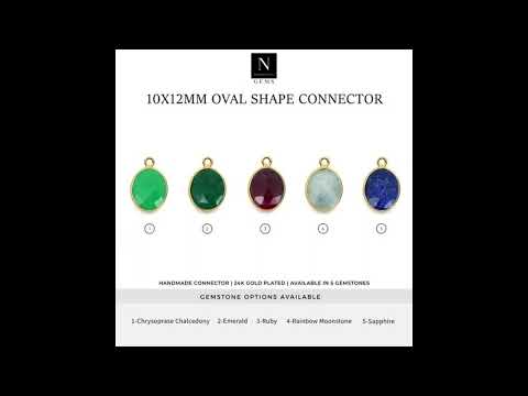 Oval Shape Gold Bezel Connector Earrings, Pendants, Bracelets, Charms  - Nuan Gems & Jewelry