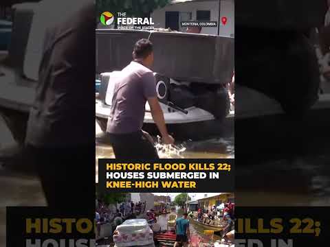 Colombia floods turn streets into canals | #shorts