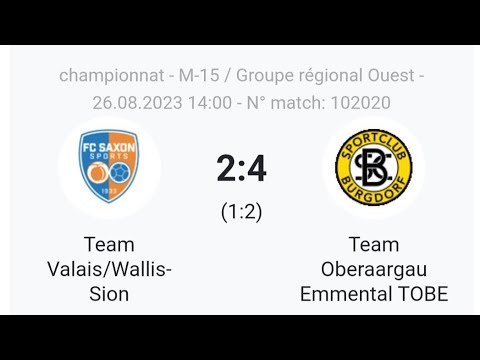 Team Valais vs Team Oberaargau Emmental TOBE Match de championnat Suisse catégorie M15