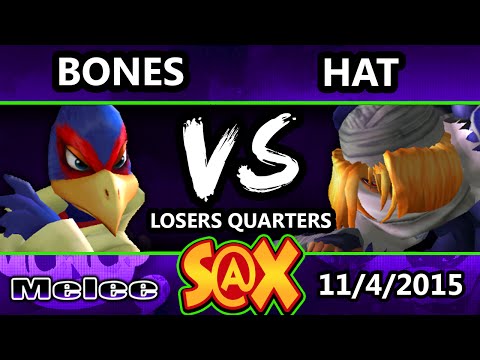 S@X 122 - Bones (Falco) Vs. Hat (Sheik) SSBM Losers Quarters - Smash Melee
