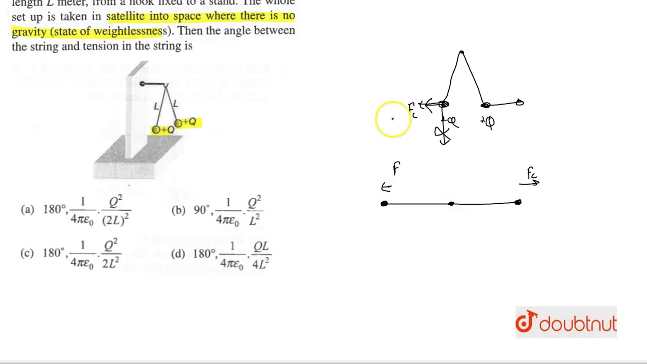 Watch video Two small balls having equal positive charge `Q`(coulomb) on each are suspended Now Two small balls having equal positive charge `Q`(coulomb) on each are suspended