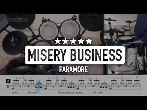 [Lv.16] Misery Business - Paramore (★★★★★) Drum Cover, Tutorial with sheet music