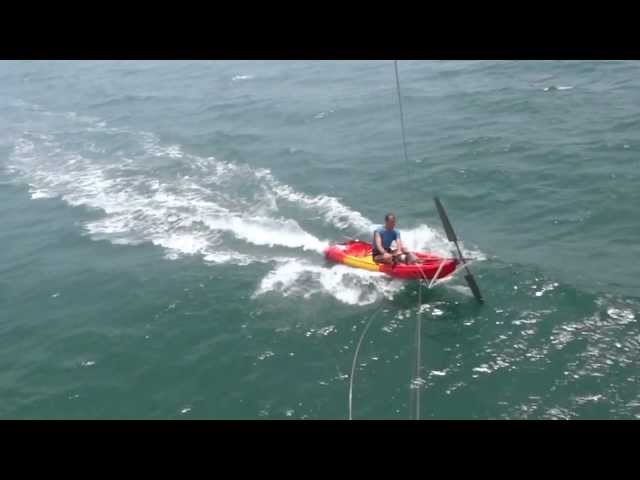 Power kite kayak sailing fast in Goa