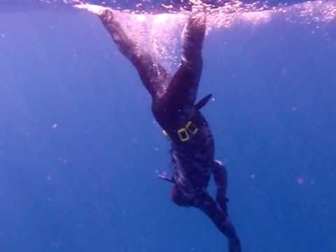 Jorge Rey free diving on the Proteus Ship Wreck in Biscayne Bay @ 85 feet of water. (480P format)