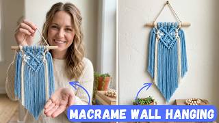 💙DIY MACRAME WALL HANGING DECOR FOR BEGINNERS | SIMPLE MACRAME PROJECT |  MAKRAMA NA ŚCIANĘ