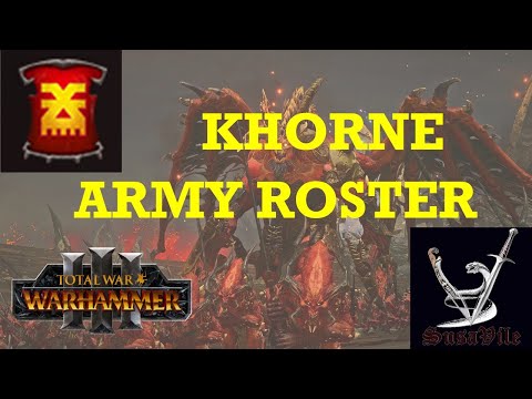 Total War: Warhammer 3 Khorne army roster before/after research/XP/redline skills, updated for 3.1.