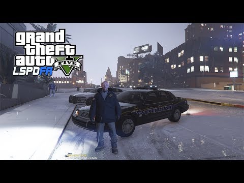 GTA 5 LSPDFR MOD #038 (Real Life Mod) - CROWN VIC DOWNTOWN PATROL IN BAD WEATHER!!!