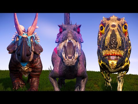 T REX COLOR PACK vs ALBERTACERATOPS vs INSPINEDORAPTOR vs LYTHRONAX - Jurassic World Evolution