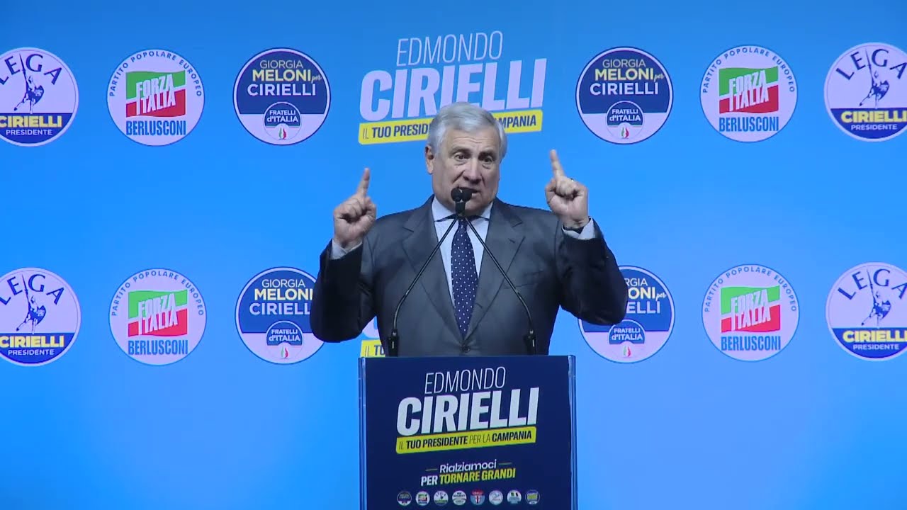 TAJANI A NAPOLI PER SOSTENERE EDMONDO CIRIELLI PRESIDENTE DELLA REGIONE CAMPANIA