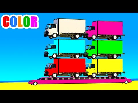 TRUCK on Long Bus in Spiderman Cars Cartoon for kids and Color Superheroes for babies! Video