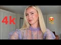 4K Fashion Micro Bikini Try On Haul Transparent Lingerie See Through Dresses