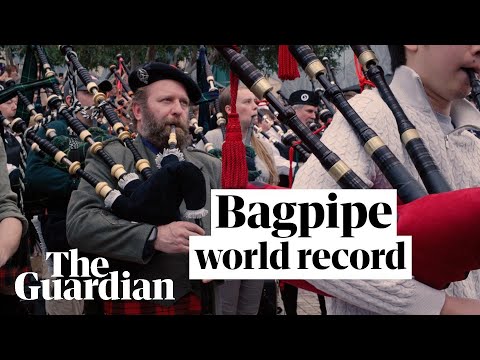 Watch 374 bagpipe players break world record with AC/DC tribute