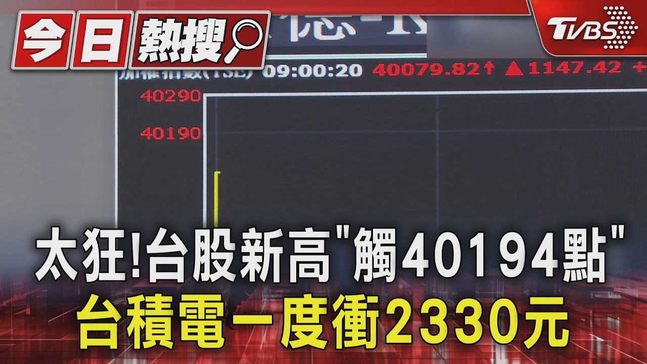 台股狂飆早盤破4萬點!台積電盤中股價「巧合2330」 聯發科同創新高