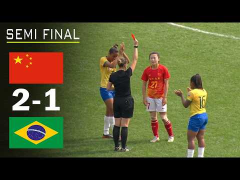 China beat Brazil with only 10 players in dramatic Semi-final.