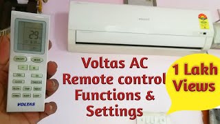 Voltas AC Remote Control Operation | Options | Functions | Settings