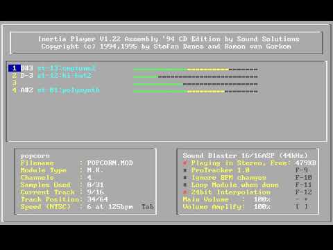POPCORN.MOD Inertia Player DOS MOD-Tracker (DOSBox)