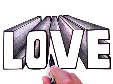 How to Draw LOVE in 3D One Point Perspective