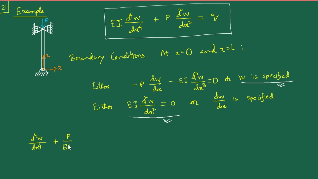[L28] Beam Theory – 8: Buckling – 3 (Example)