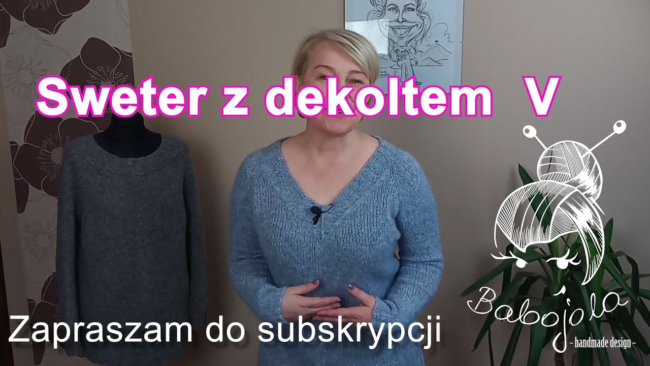 Jak zrobić sweter z dekoltem V. Dekolt w szpic.