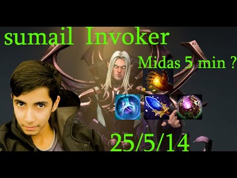Dota 2 - Sumail Invoker MID midas 5 min Pro MMR Gameplay