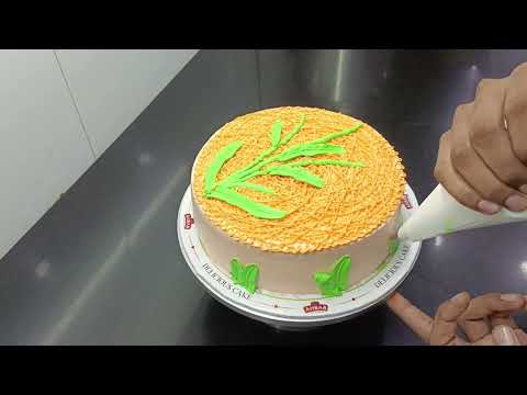 happy birthday cake orange colour new design#cake #birthdaycake