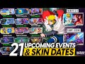 ALL 21 UPCOMING EVENTS SKINS RELEASE DATES PROMO DIAMONDS NARUTO 2 O FANNY LEGEND MORE